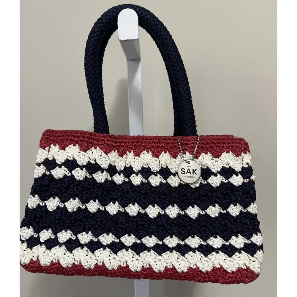 The‎ SAK Purse Red White and Blue Crochet Handbag Patriotic Snap Small Purse